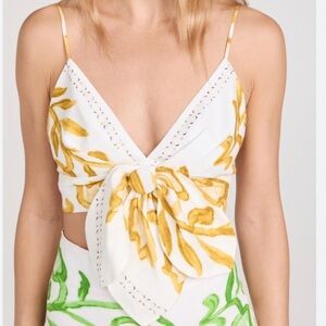Silvia Tcherassi Flor Tie-Front Top Yellow and Pink NWT